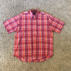 Men Faconnable pink,orange,blueplaid collaredshirt